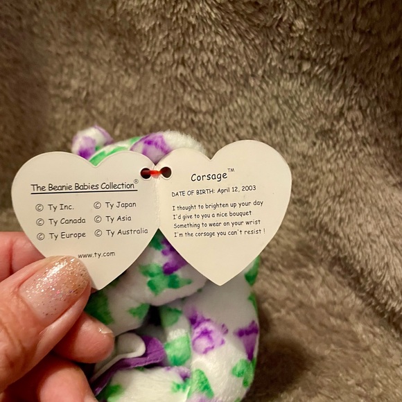 Ty Beanie Corsage EXCELLENT CONDITION 2003 w/ PE pellets 🪿💜 - Picture 3 of 4